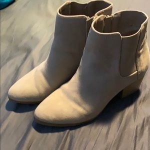 Beige faux suede booties